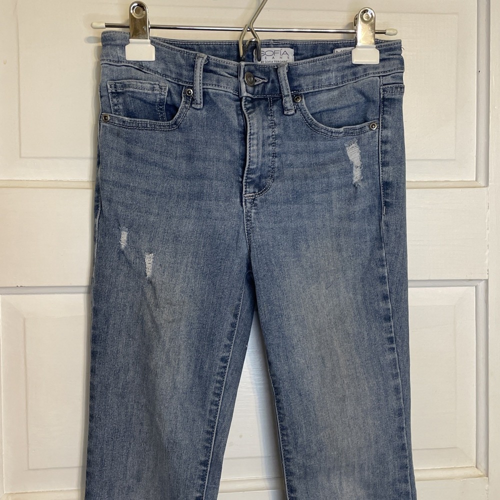 Sofia Vergara‎ Melisa Flare Jeans | Wide Ankle Medium Wash OS | Distressed
